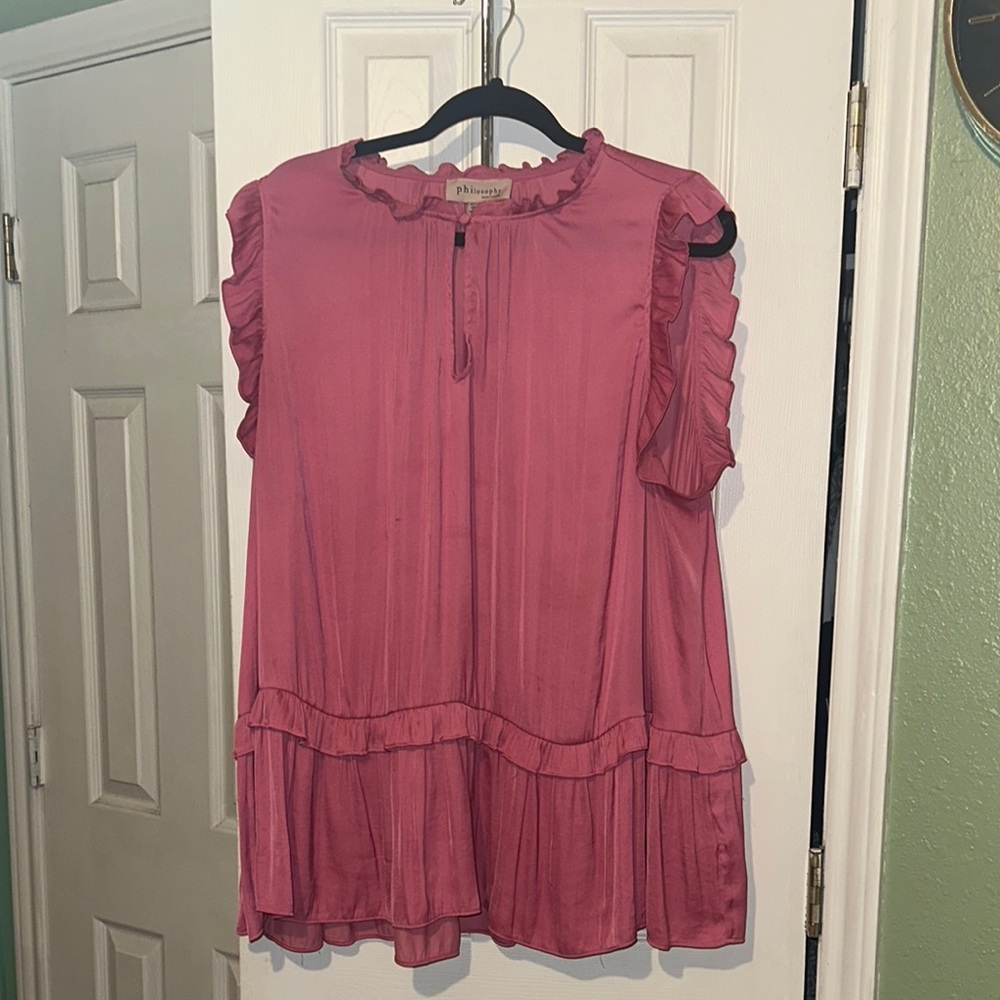 Pinkblush Pink Sleeveless Ruffled Bib Collar Blouse
